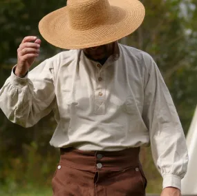Handcrafted 19th Century-Inspired Trade Shirt in Authentic Osnaburg Fabric