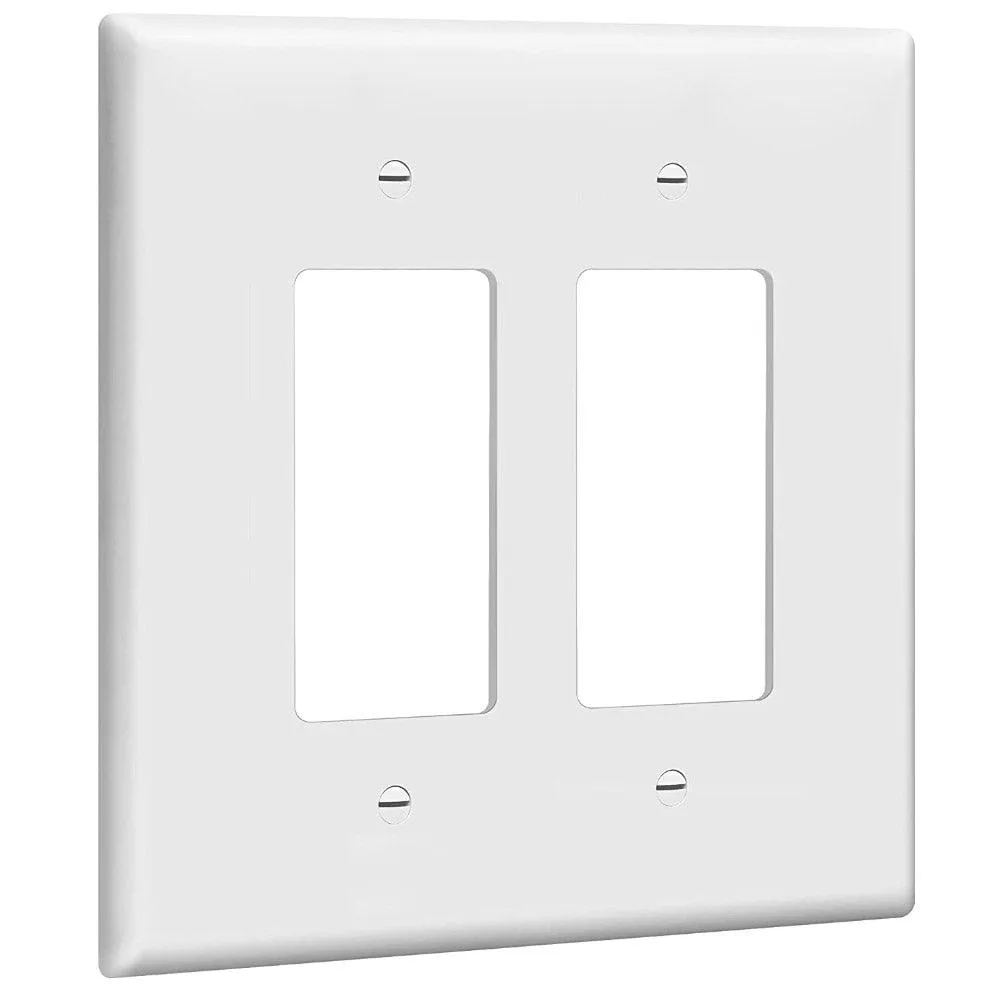 2-Gang Oversized Decorator Rocker Wall Plate White