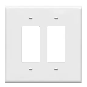 2-Gang Oversized Decorator Rocker Wall Plate White