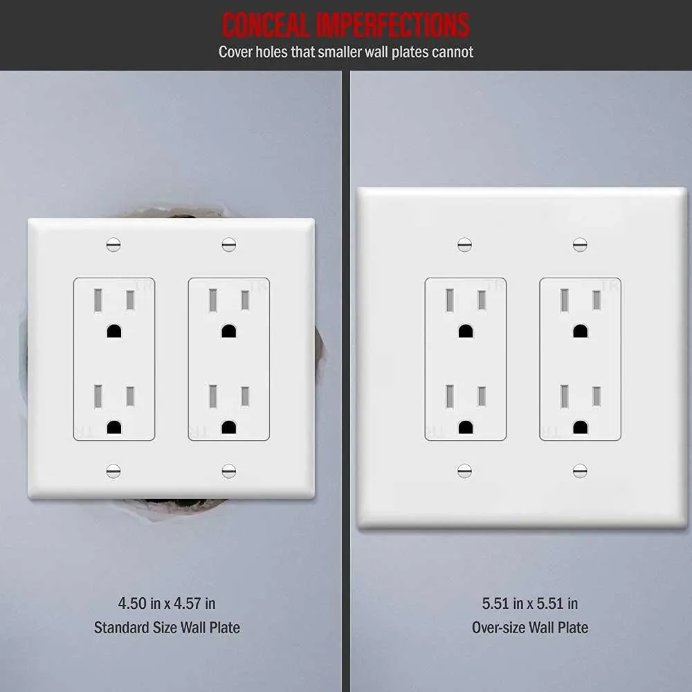 2-Gang Oversized Decorator Rocker Wall Plate White