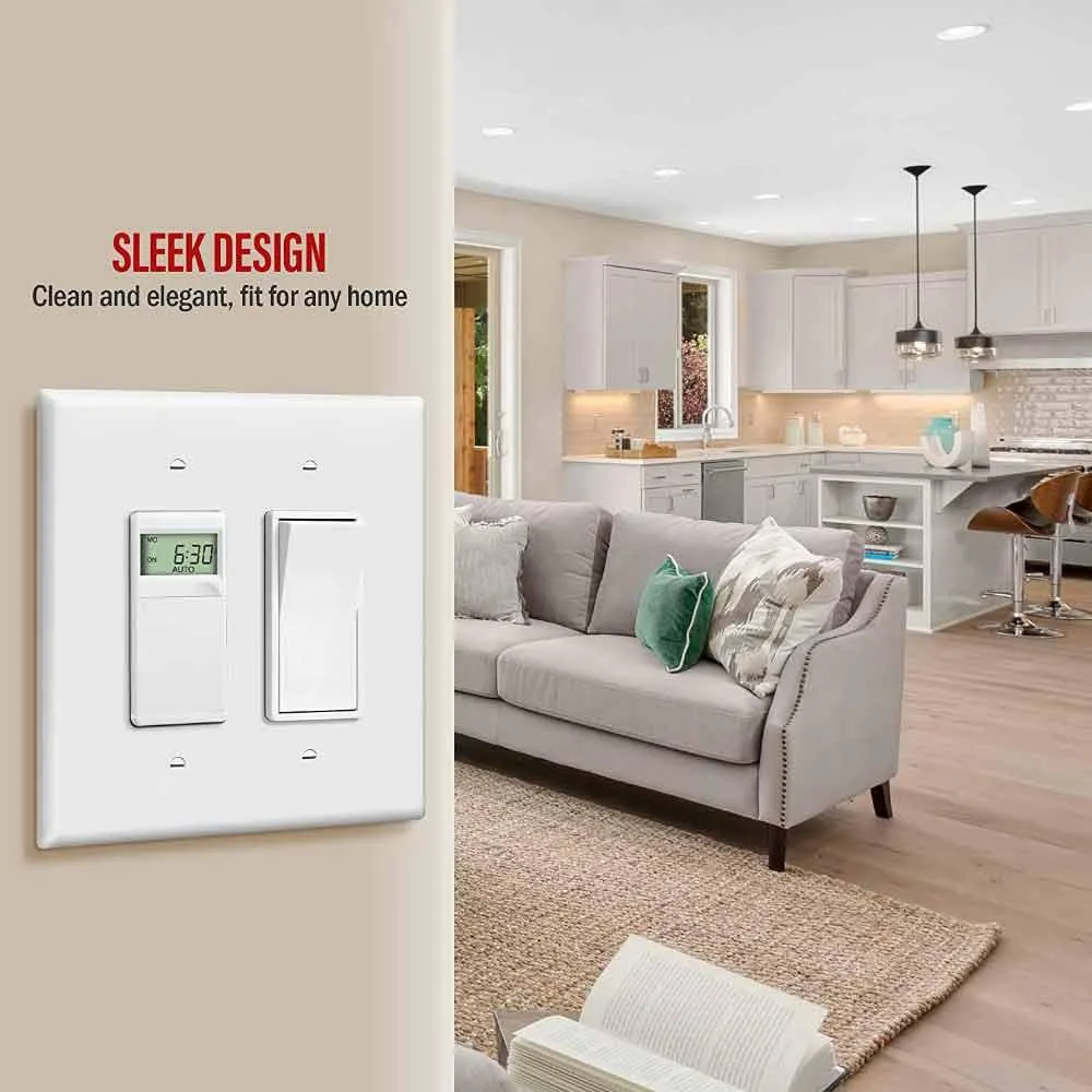 2-Gang Oversized Decorator Rocker Wall Plate White
