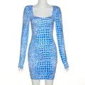 2024Print Tight Mini Sexy Club Wear Elegant Dress