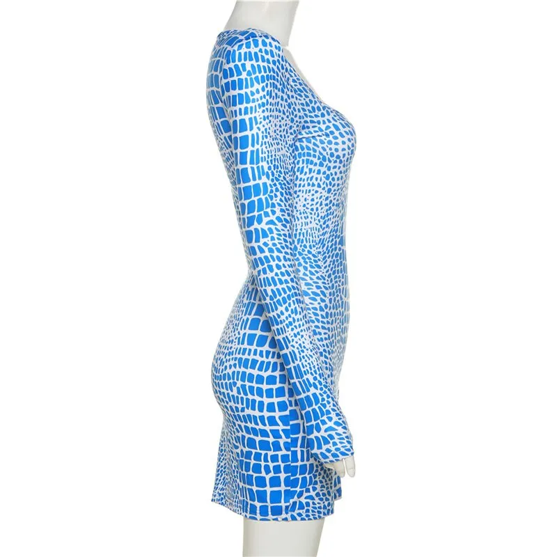 2024Print Tight Mini Sexy Club Wear Elegant Dress