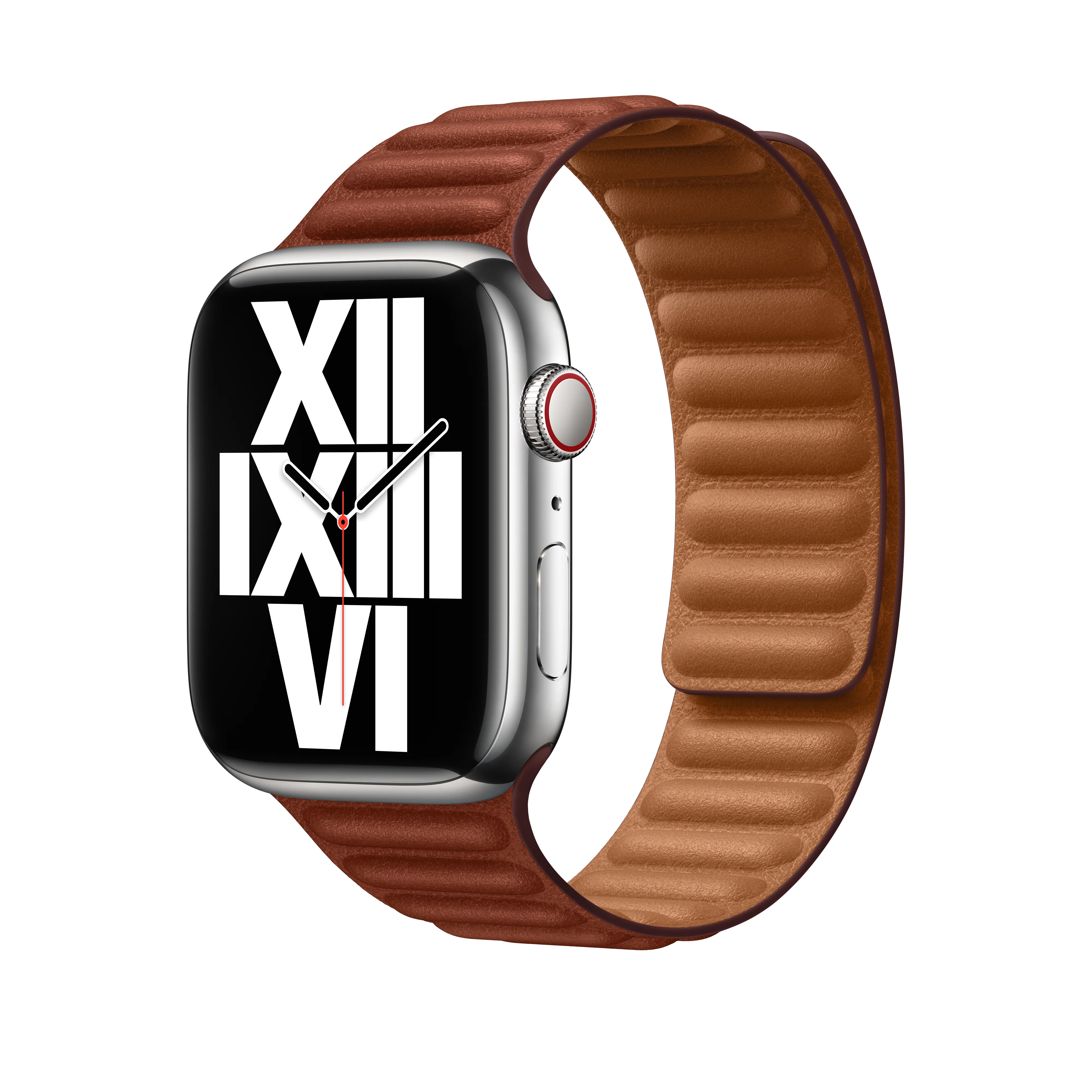 Medium/Large 45mm Umber Brown Genuine Leather Link Strap