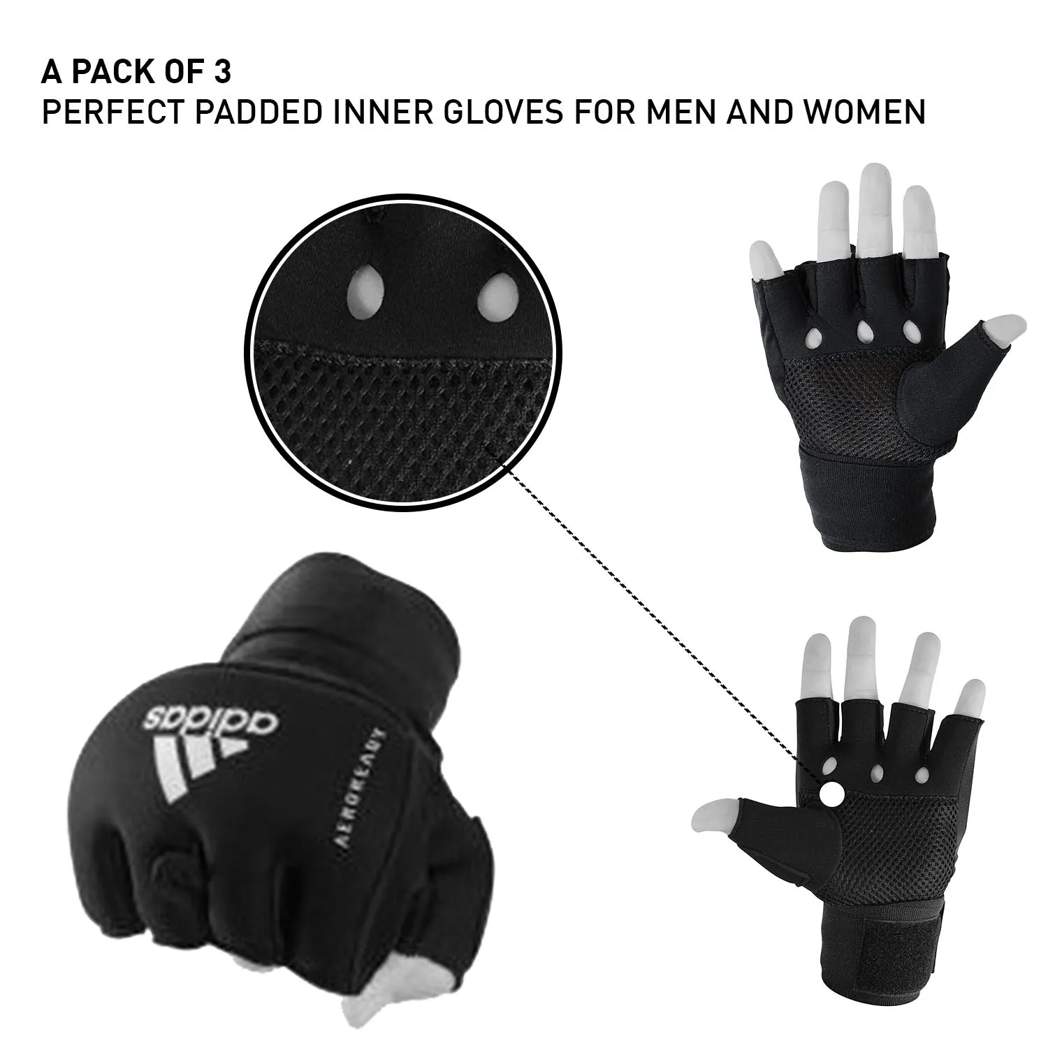 adidas Boxing Mexican Style Quick Hand Wraps - Pack of 3 pairs Bundle Deal