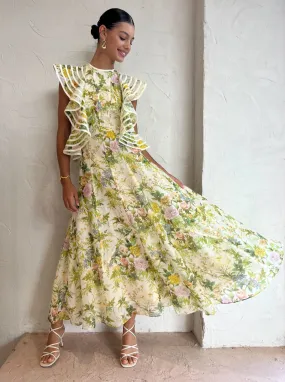Alemais Eden Flounce Midi Dress in Multi