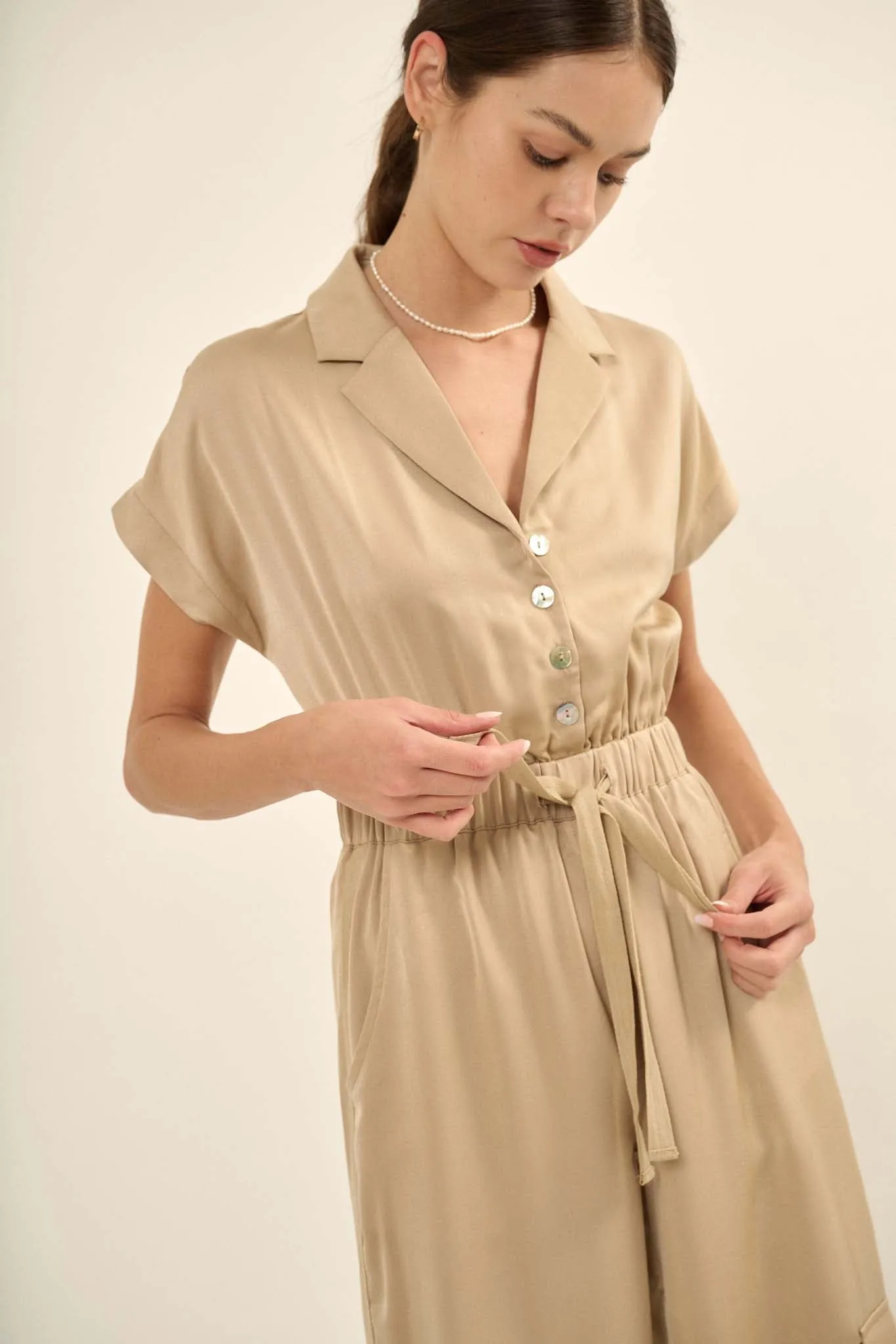Any Which Way Matte Satin Cargo Jumpsuit