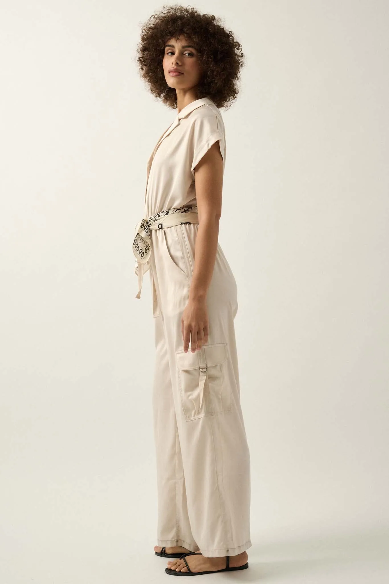 Any Which Way Matte Satin Cargo Jumpsuit