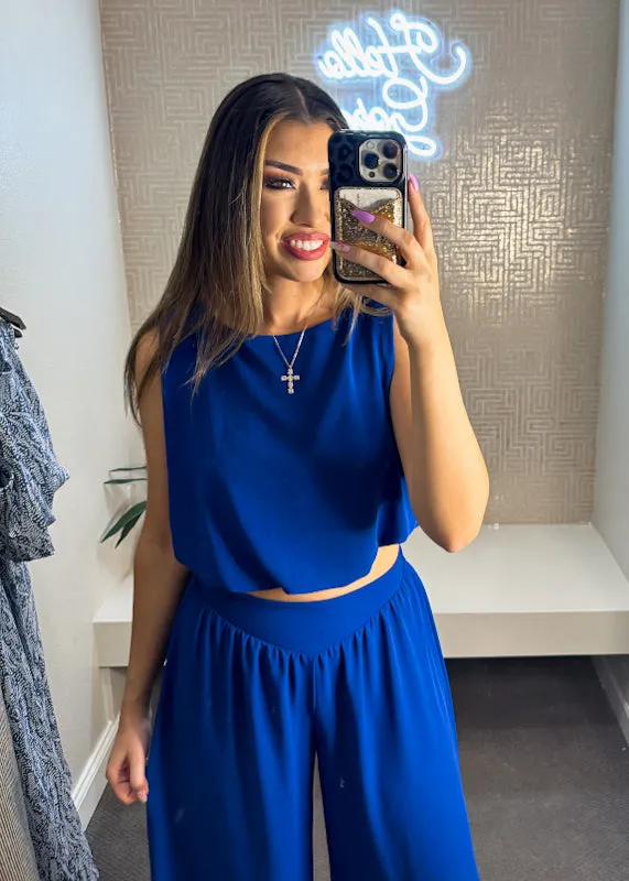 Arabelle Crepe Bubble Crop Top-Made in USA