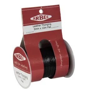 Arbee Leather Thonging, 3mm Flat Black -10m