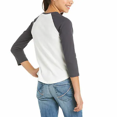 Ariat Childrens Real Plains Quarter Sleeve White T-Shirt 10035260