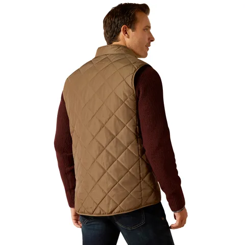 Ariat Mens Camel Herringbone Woodside Vest - Stylish and Comfortable Outerwear