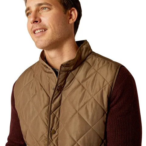 Ariat Mens Camel Herringbone Woodside Vest - Stylish and Comfortable Outerwear