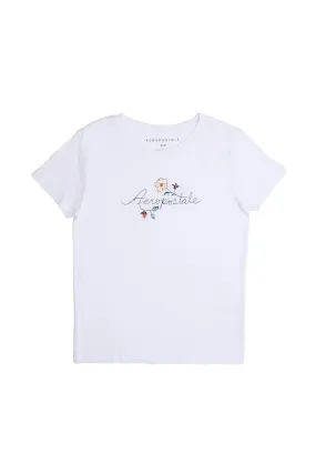 Aéropostale Flowers Embroidered Classic Tee