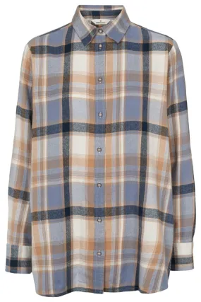 Basic Apparel - Lula Oversized Shirt - 729 Sky Captain / Asleigh Blue / Tobacco Brown