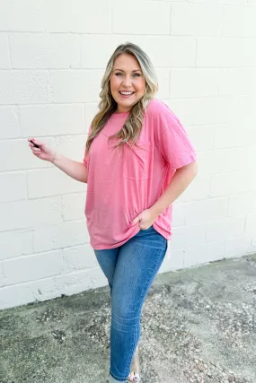 Becca Oversized Boyfriend Top, Heather Fuchsia