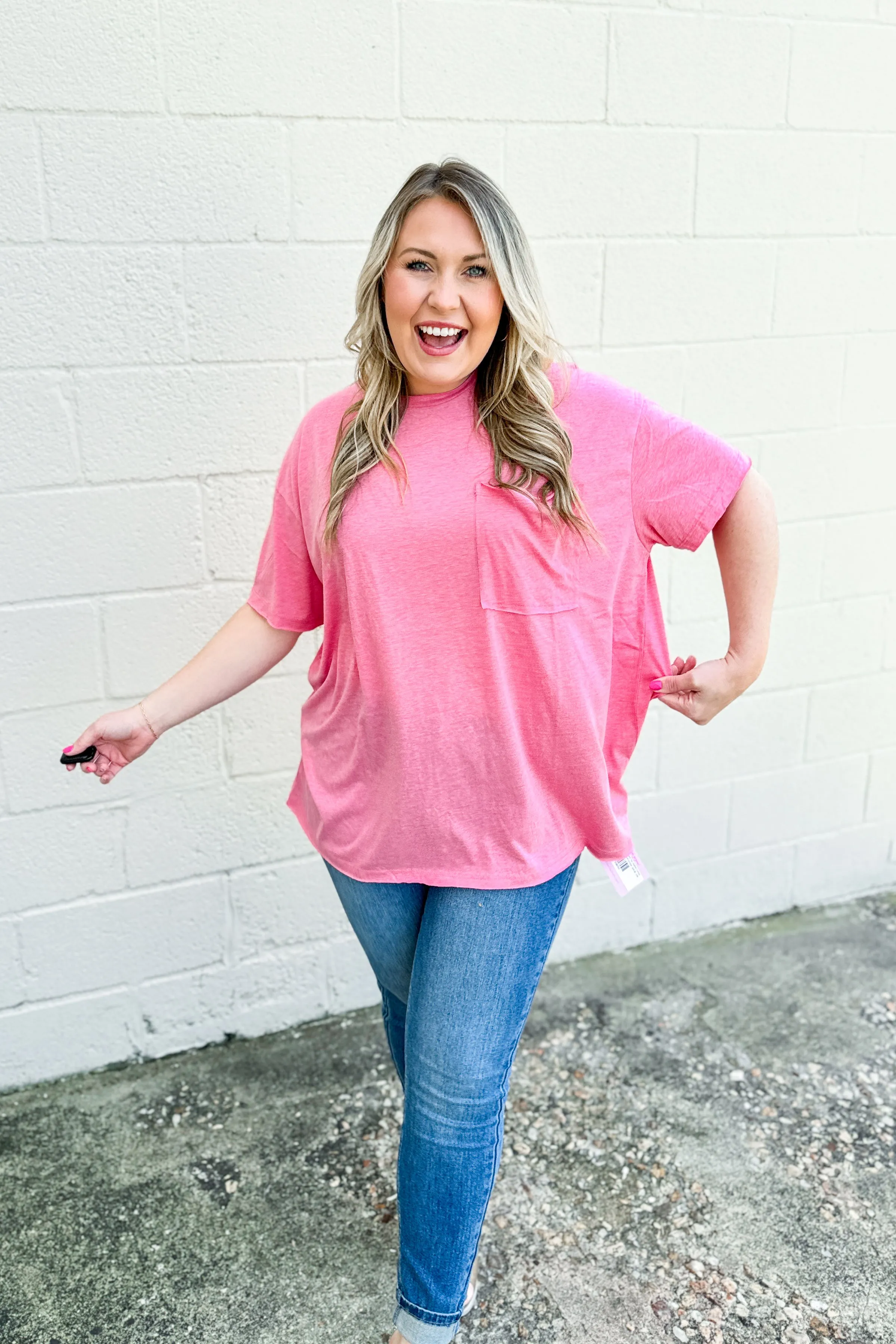 Becca Oversized Boyfriend Top, Heather Fuchsia