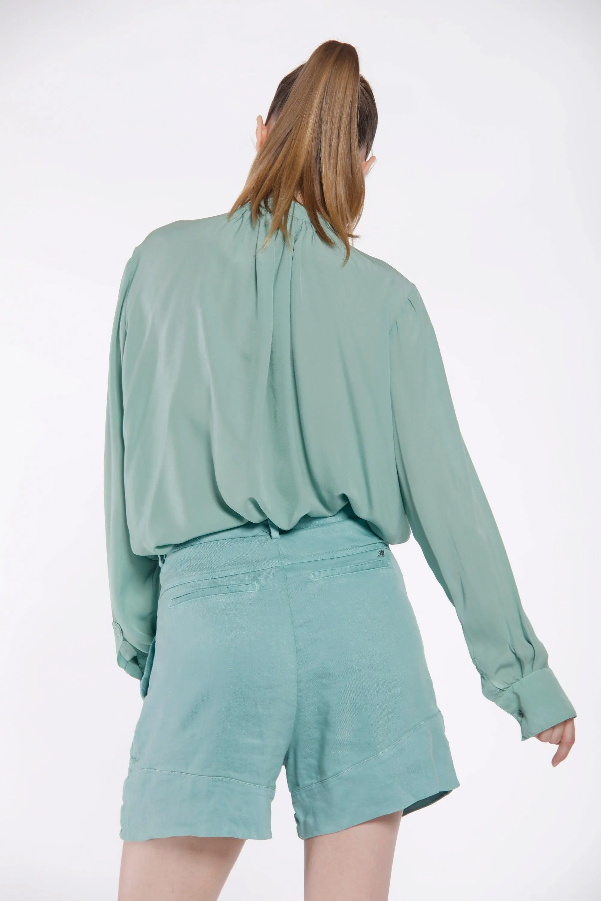 Birkin bermuda chino donna in misto lino con pinces curvy