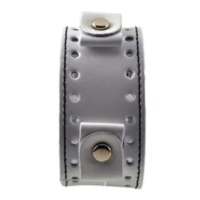 Black Stitched White Leather Cuff