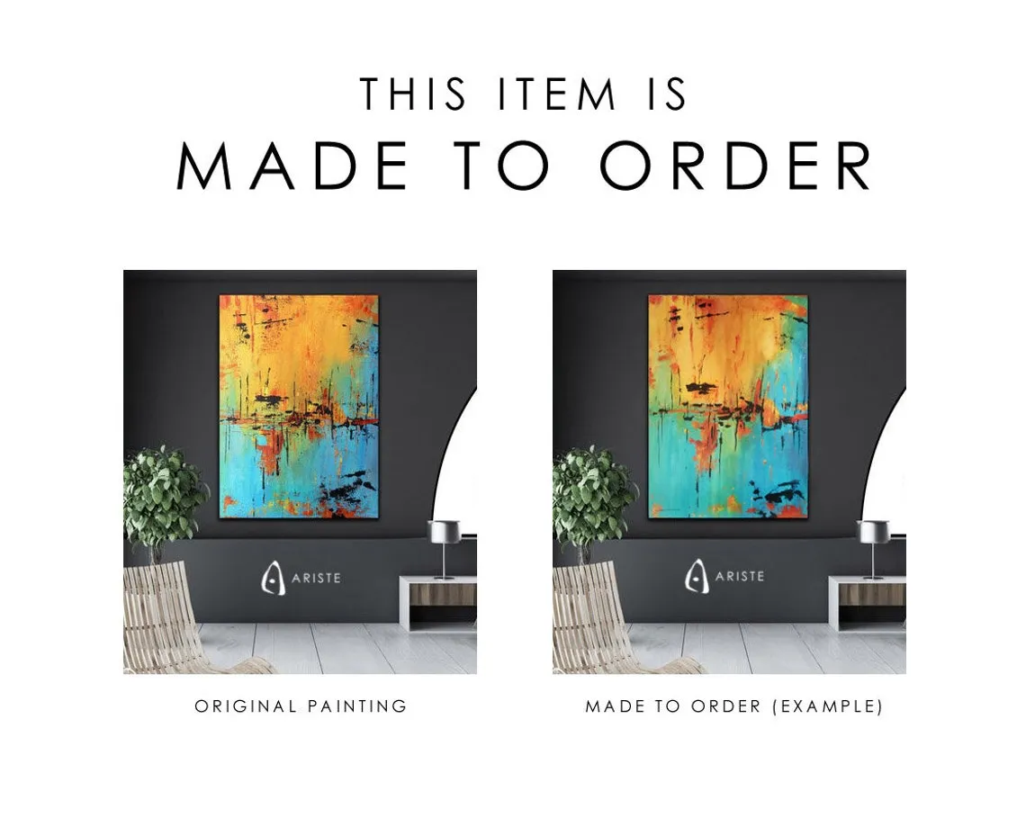 Black, white & gold fluid art painting made to order in a custom size