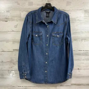 Blouse Long Sleeve By Wrangler In Blue Denim, Size: L