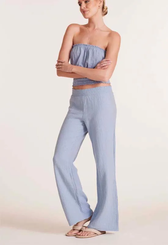 Bobi - Smocked Wide Leg Pant Water