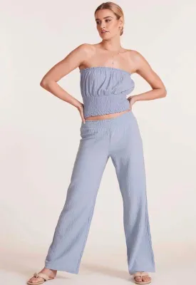 Bobi - Smocked Wide Leg Pant Water