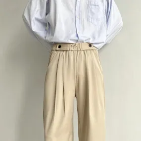 BONSIR  -  Khaki Black Suit Pants Men Fashion Social Mens Dress Pants Korean Loose Wide Leg Pants Mens Straight Casual Trousers M-2XL