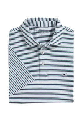 Bradley Tri Stripe Sankaty Polo  Turf Green