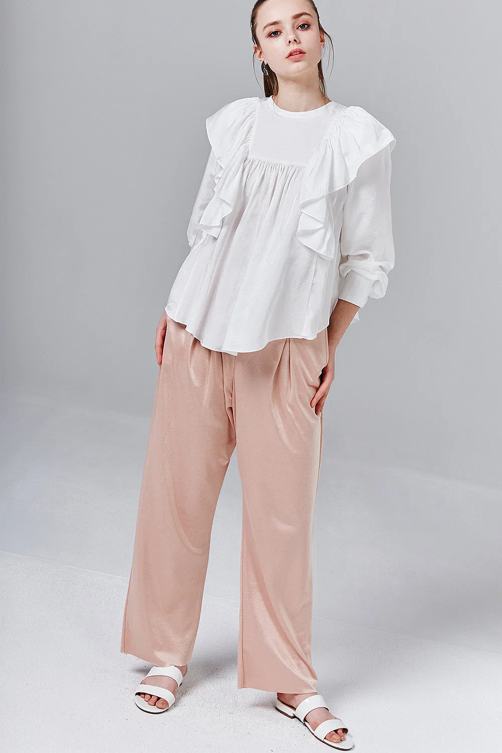 Bridget Satin Ruffle Top