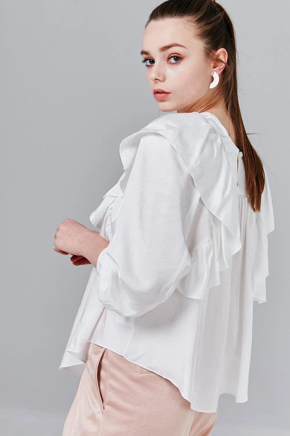 Bridget Satin Ruffle Top