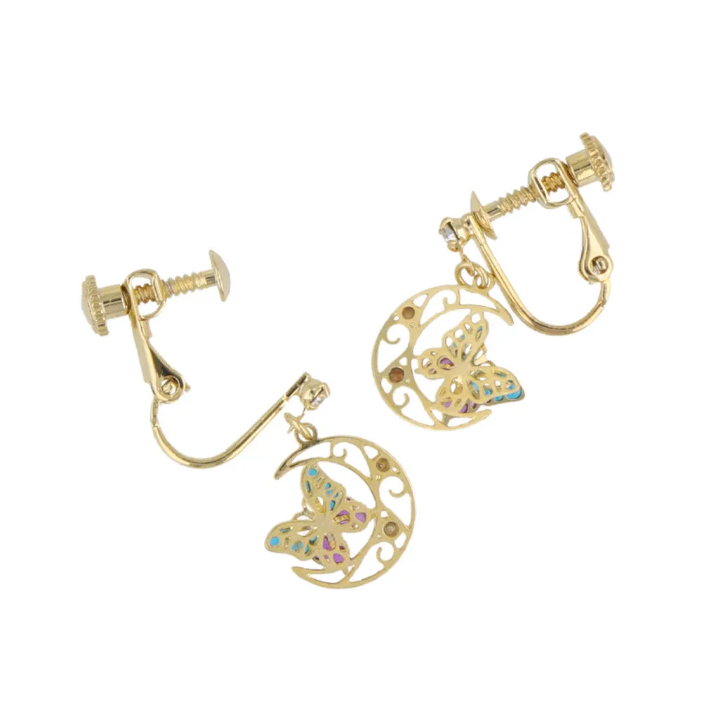Butterfly Moon Clip On Earrings