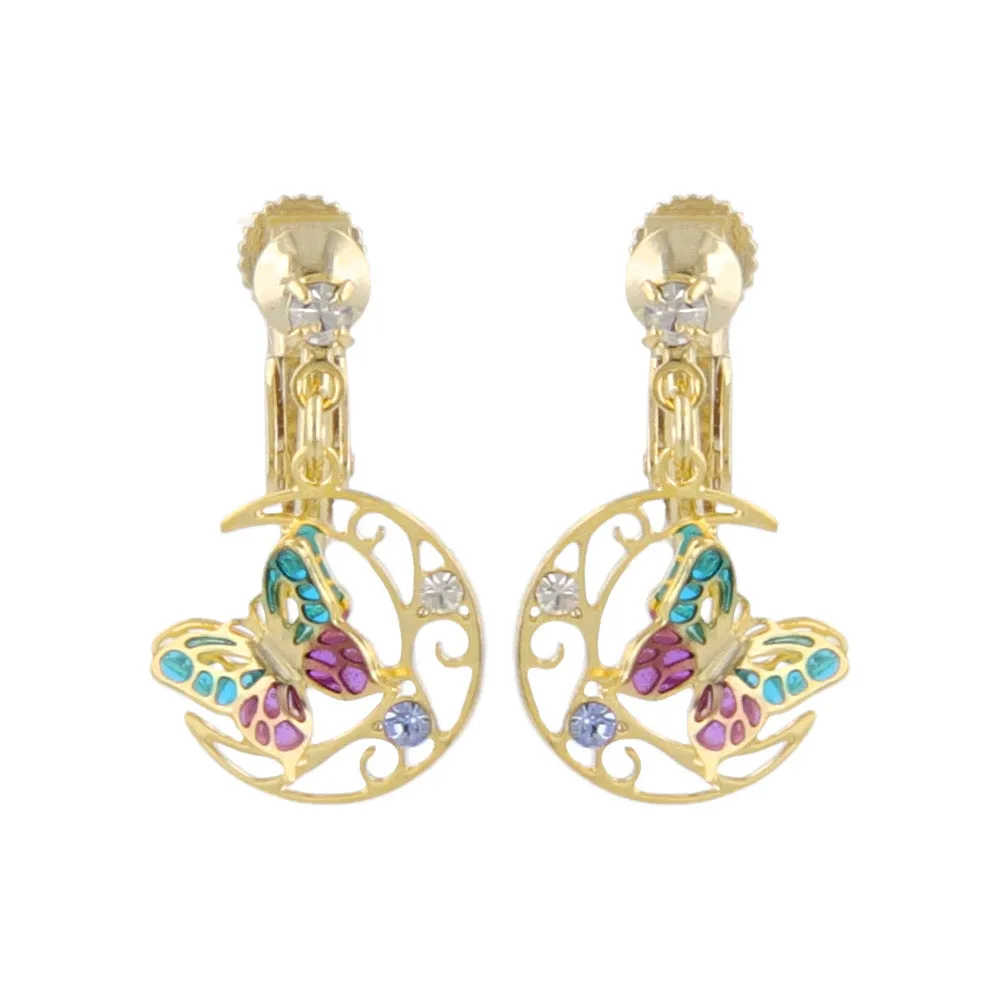 Butterfly Moon Clip On Earrings