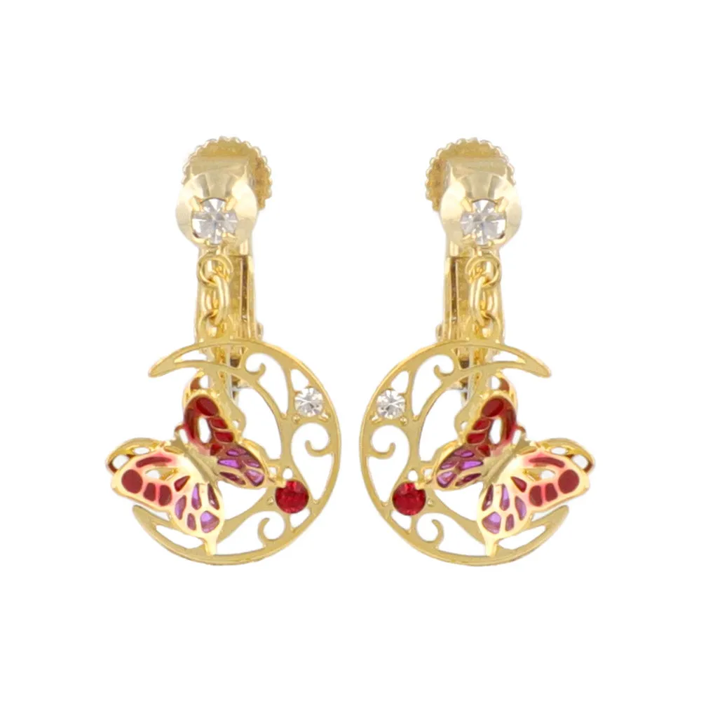 Butterfly Moon Clip On Earrings