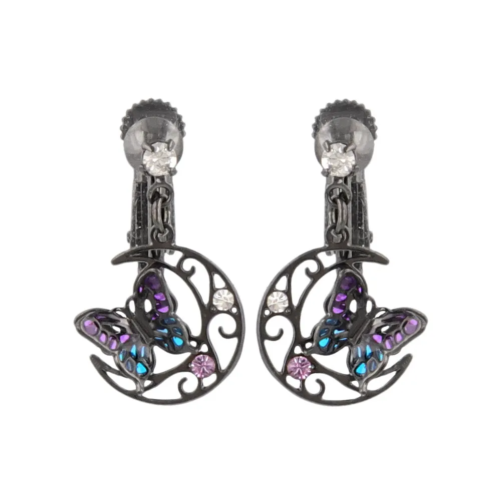 Butterfly Moon Clip On Earrings