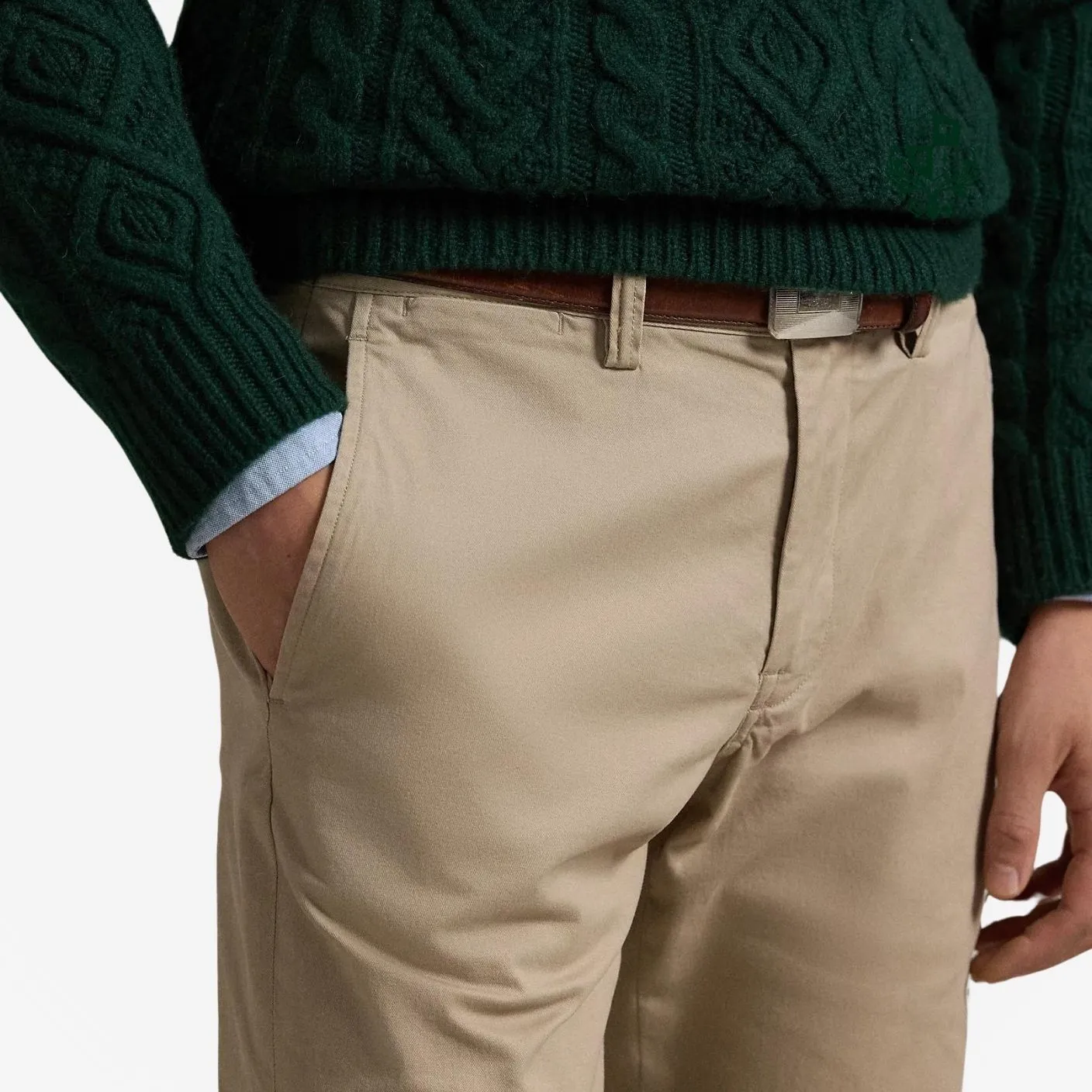 Calça Tradicional Chino com Bolço Faca Sarja