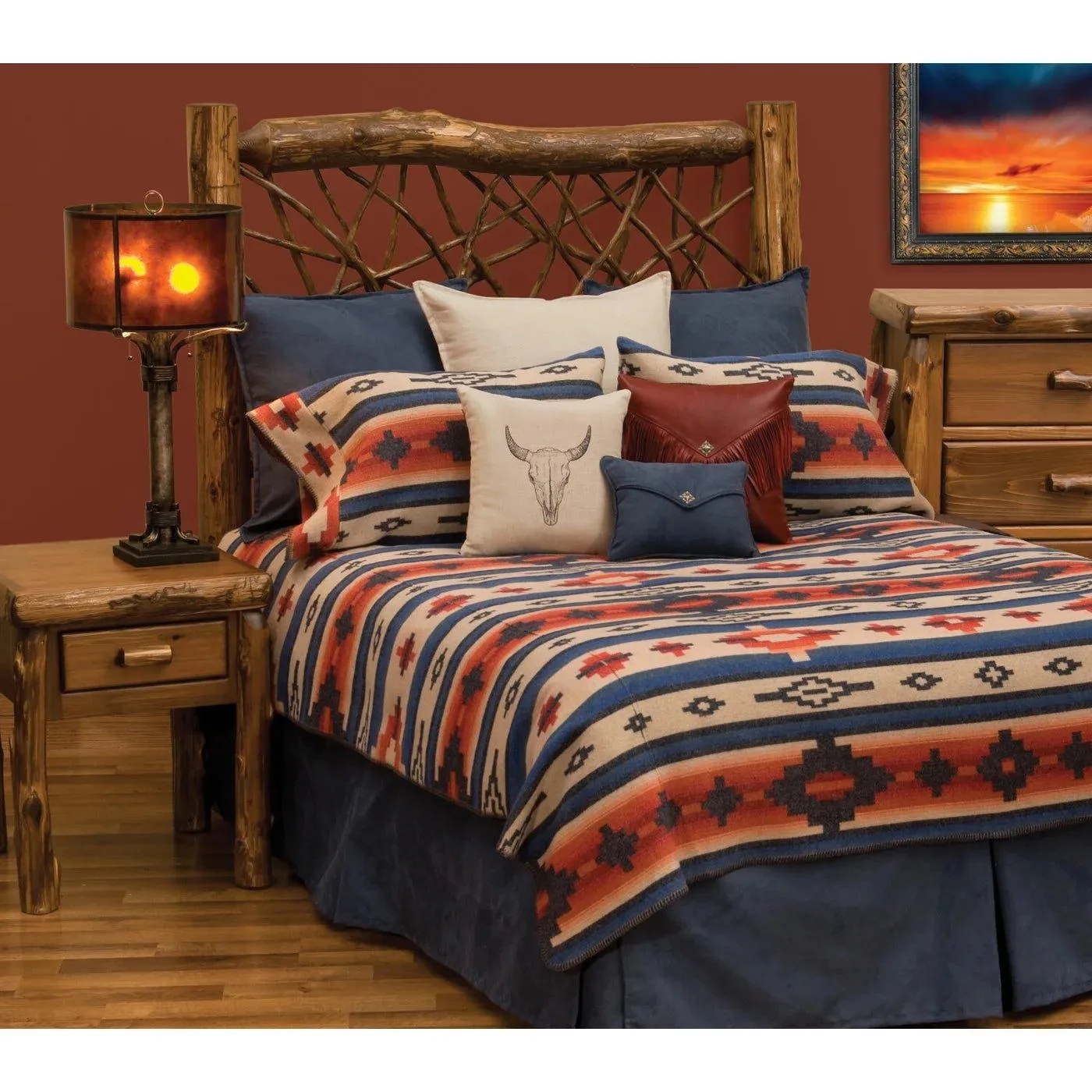 Canyon Springs Navy Suede Bed Skirt