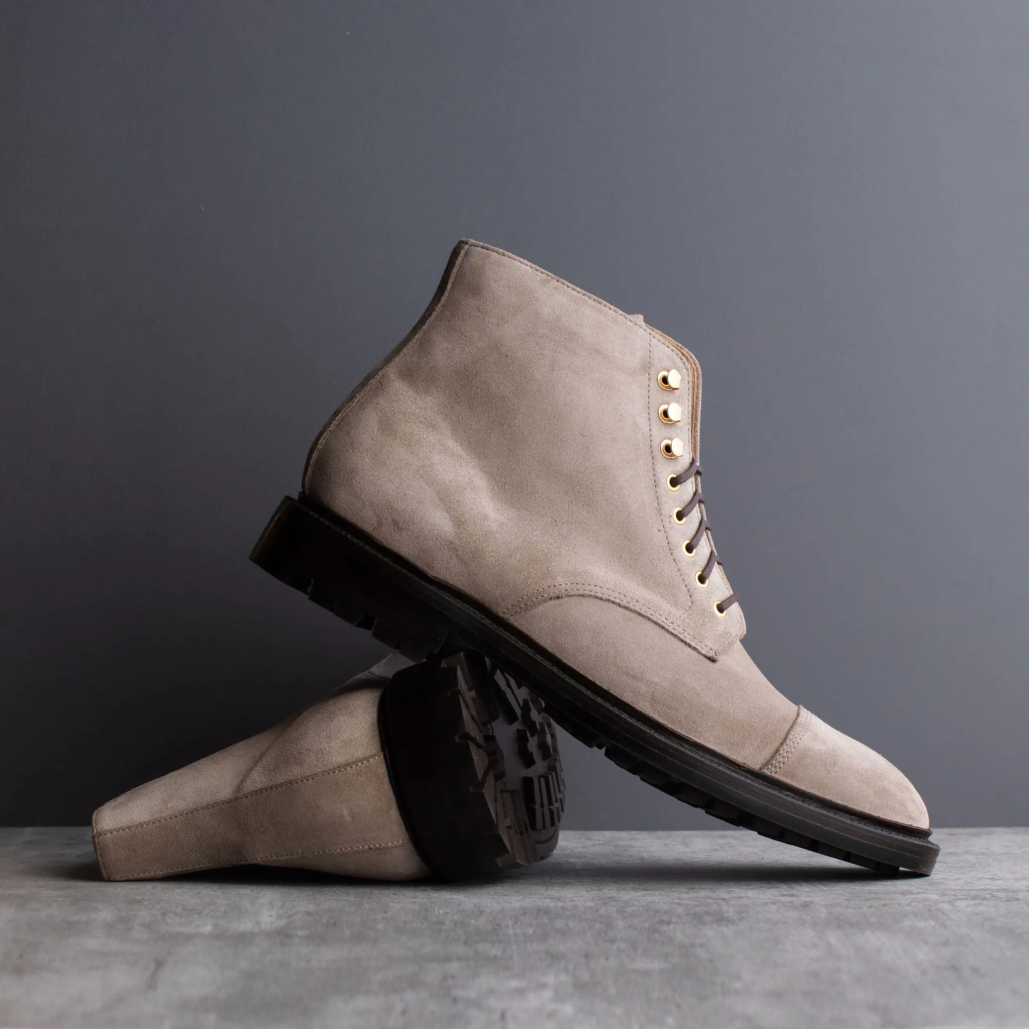 Cap Toe Boot Taupe Suede