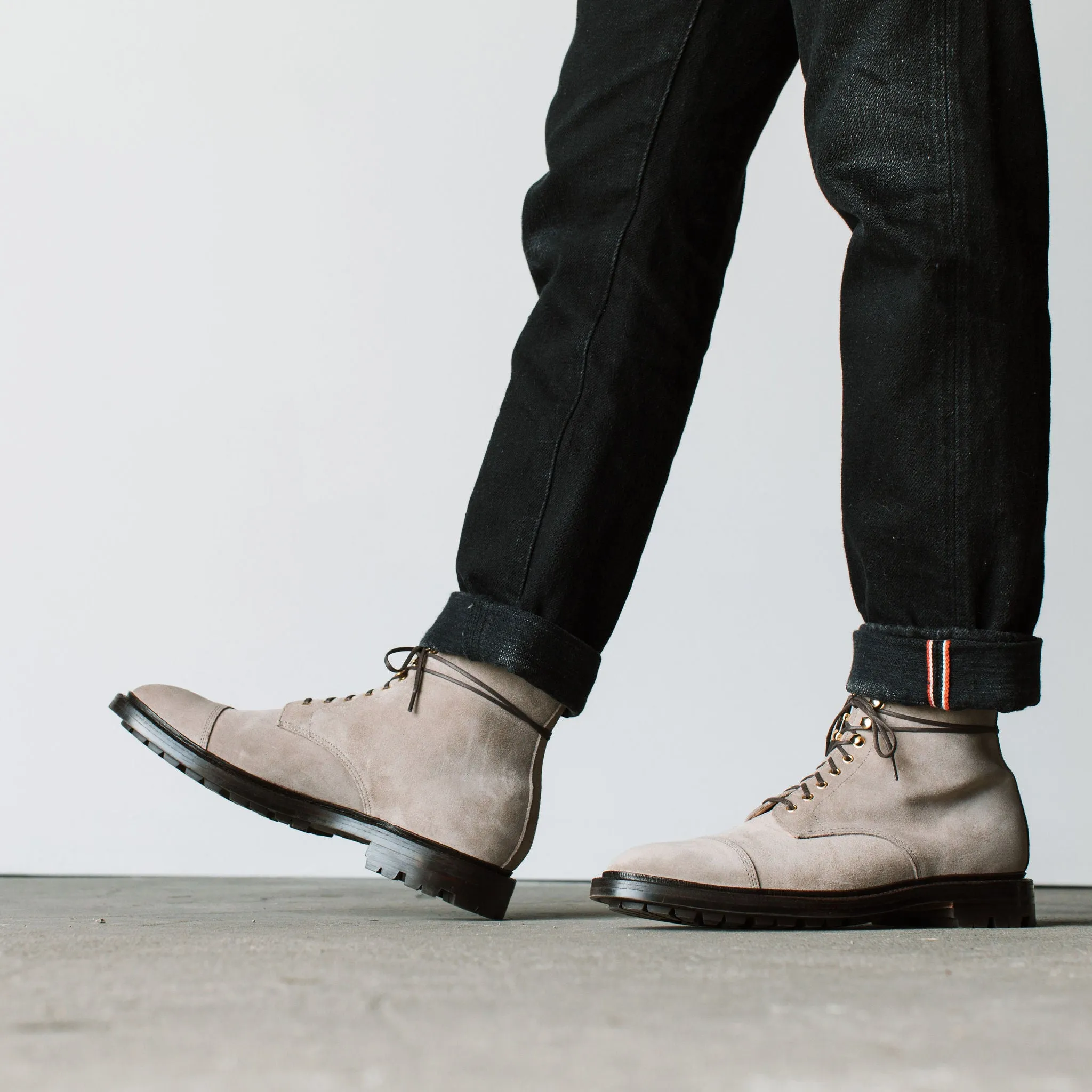 Cap Toe Boot Taupe Suede