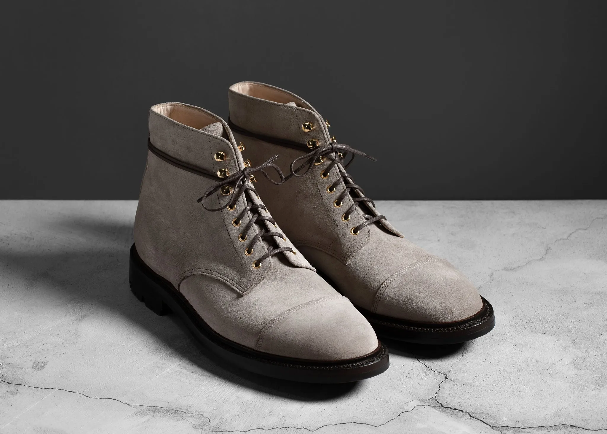 Cap Toe Boot Taupe Suede