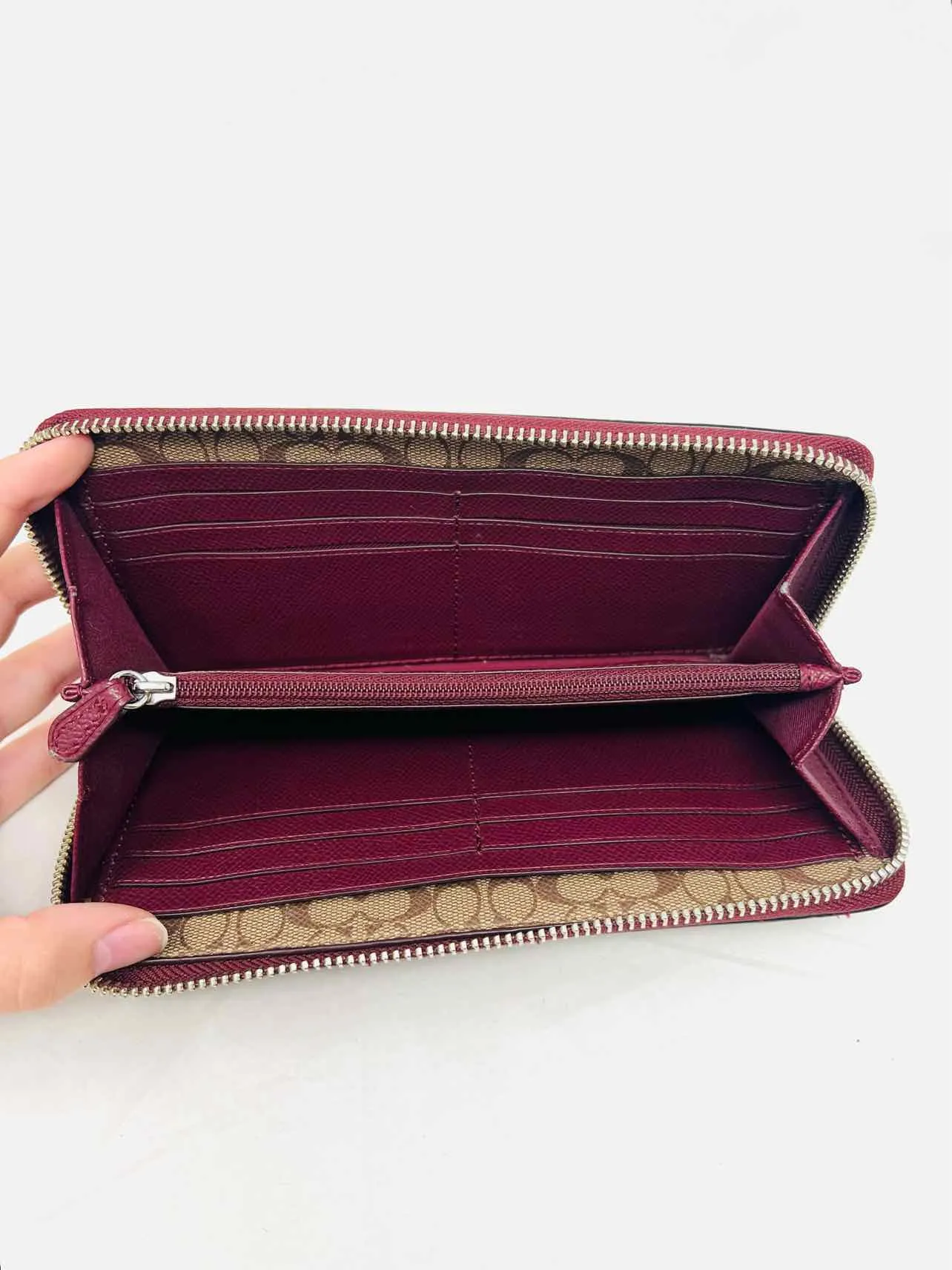 Coach Burgundy Pebbled Leather Designer Wallet