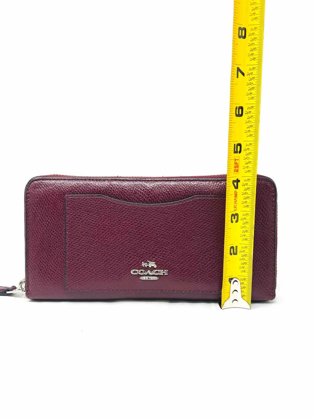 Coach Burgundy Pebbled Leather Designer Wallet