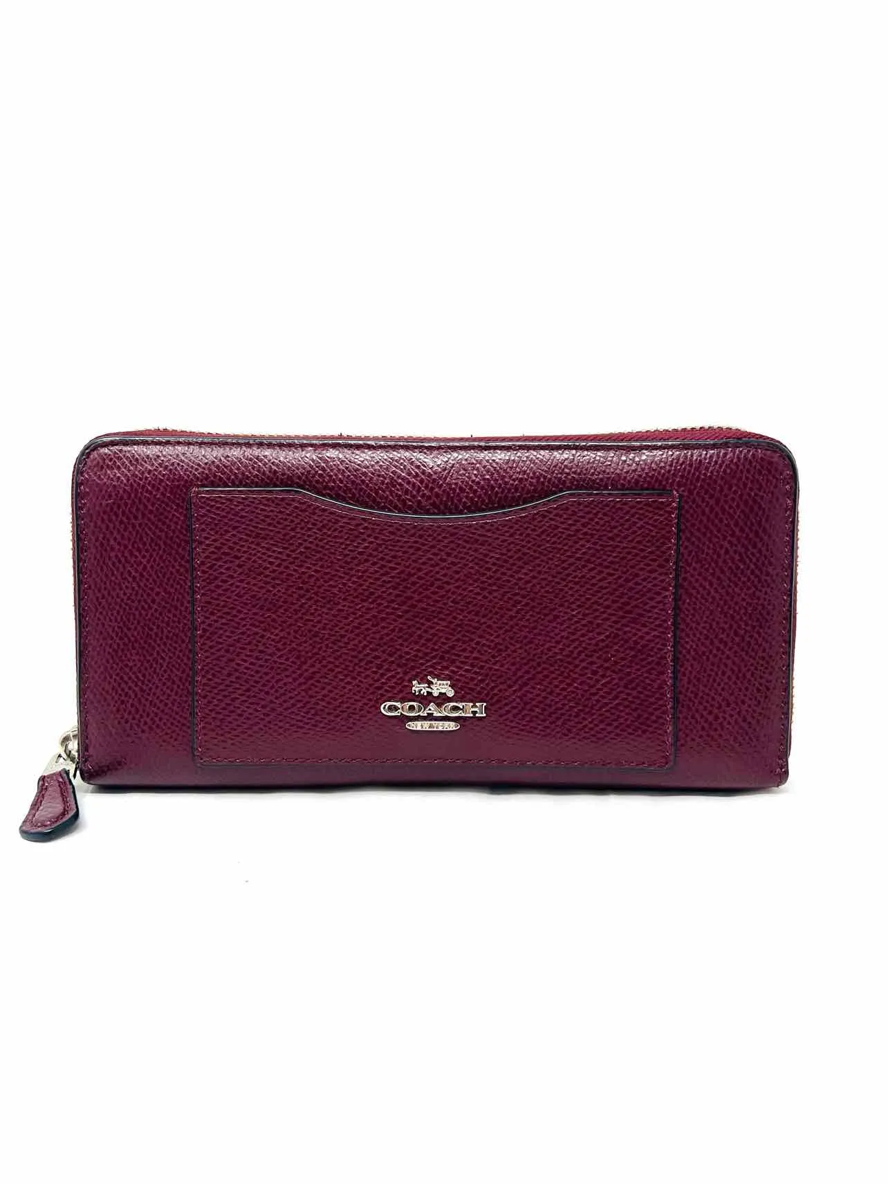 Coach Burgundy Pebbled Leather Designer Wallet