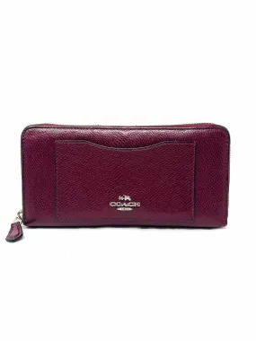 Coach Burgundy Pebbled Leather Designer Wallet