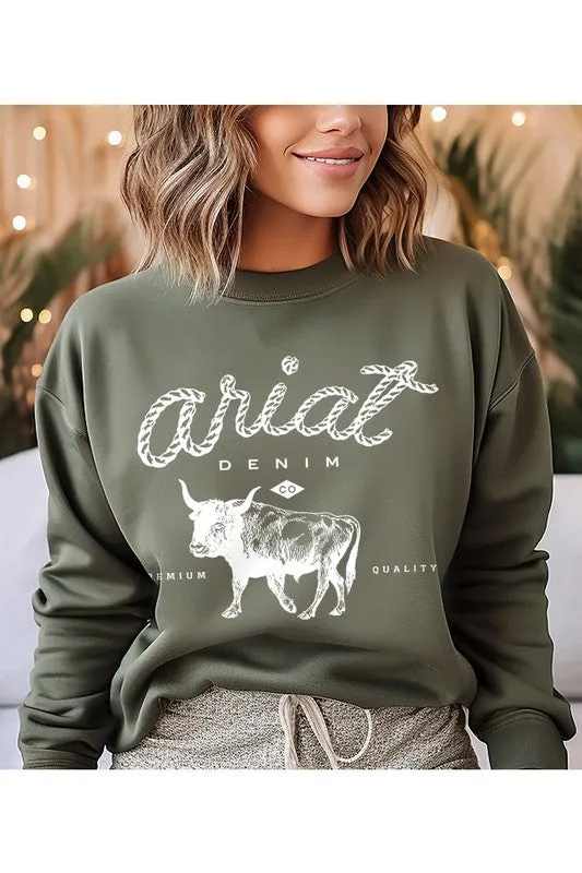 Color Bear | Ariat Denim Co. Bull Cattle Unisex Fleece Sweatshirt