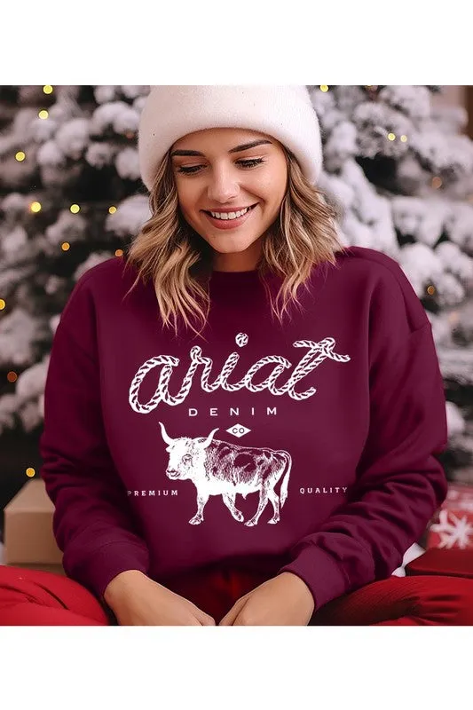 Color Bear | Ariat Denim Co. Bull Cattle Unisex Fleece Sweatshirt