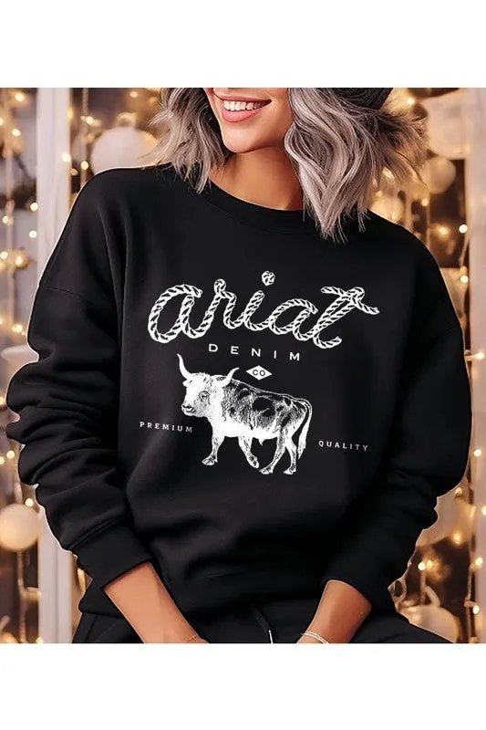 Color Bear | Ariat Denim Co. Bull Cattle Unisex Fleece Sweatshirt
