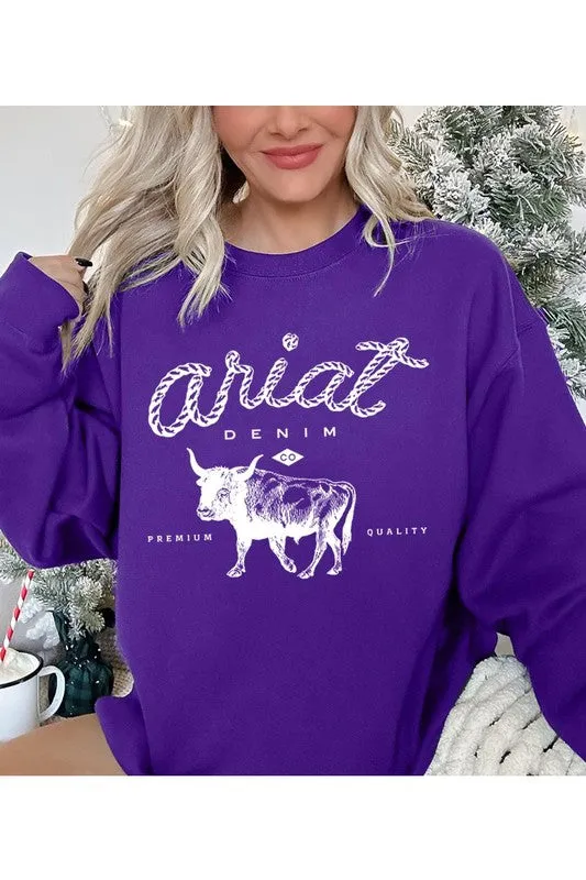 Color Bear | Ariat Denim Co. Bull Cattle Unisex Fleece Sweatshirt