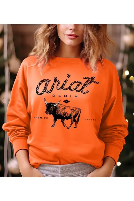 Color Bear | Ariat Denim Co. Bull Cattle Unisex Fleece Sweatshirt