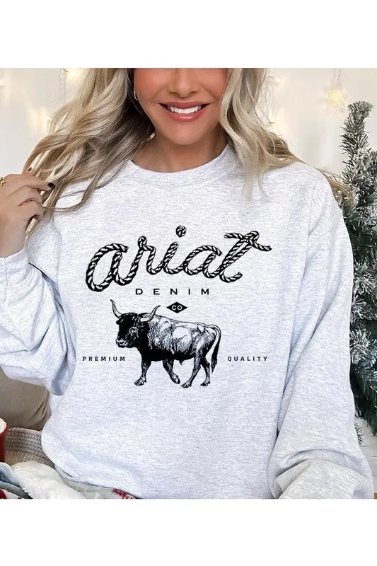 Color Bear | Ariat Denim Co. Bull Cattle Unisex Fleece Sweatshirt
